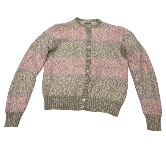 Pringle of Scotland Pastel Striped Cardigan, Wool Cotton, 40 S/M - Picture 1 of 9
